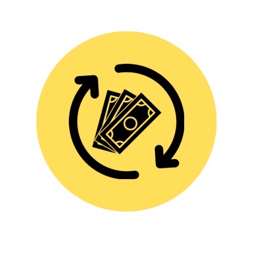 お金の返金される様子が書かれているイラスト