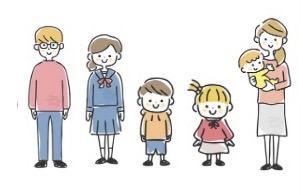 子どもの並んでいるイラスト